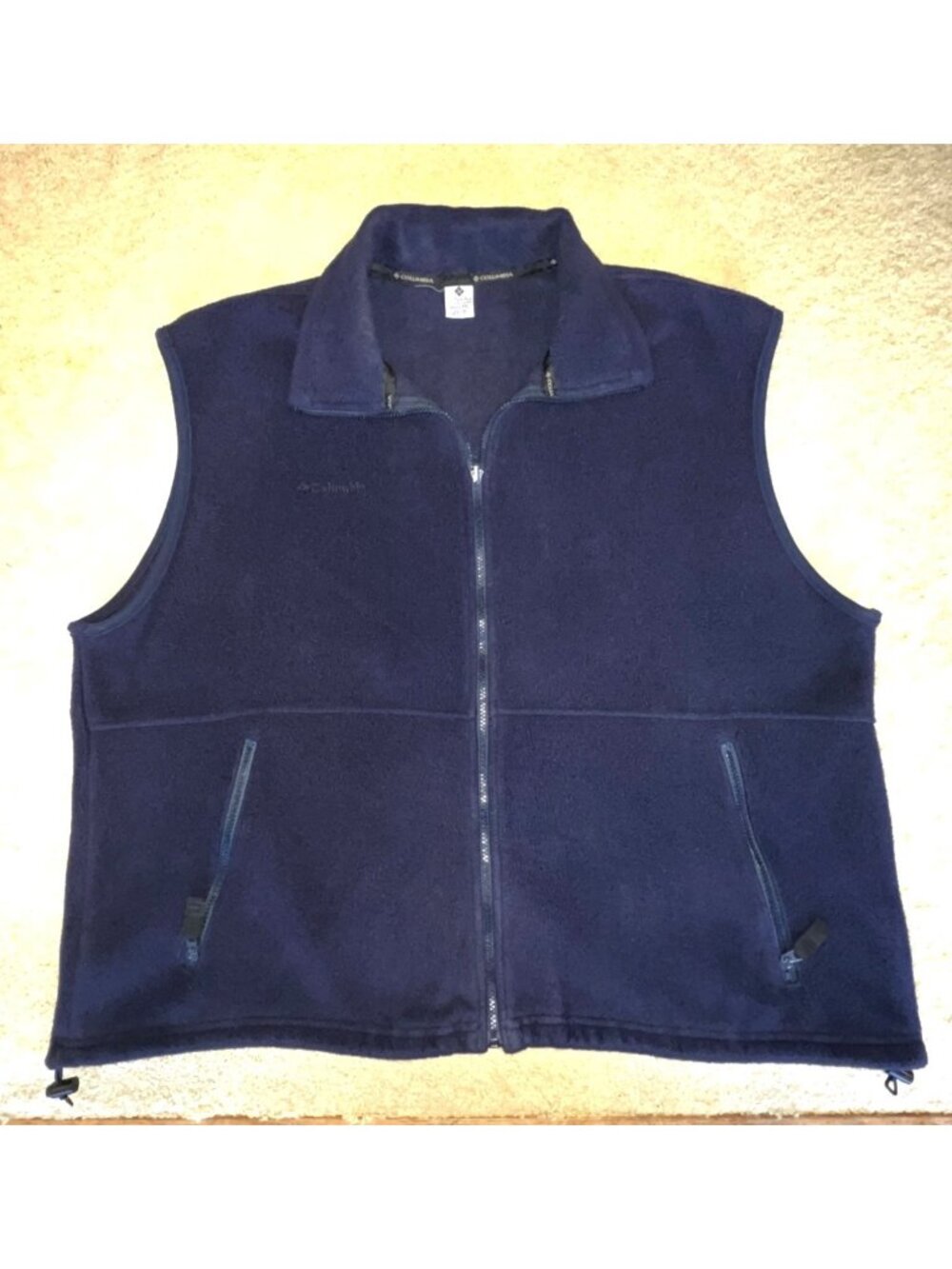 Columbia Mens XXL Fleece Vest Full Zip Sleeveless Jacket 100% Polyester Navy